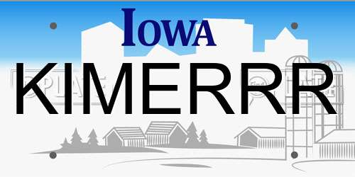 KIMERRR Iowa License Plate