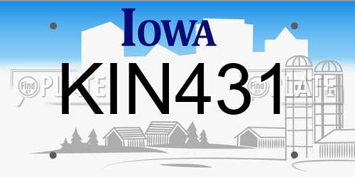 KIN431 Iowa License Plate