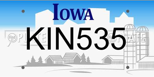 KIN535 Iowa License Plate