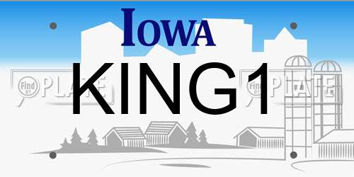 KING1 Iowa License Plate