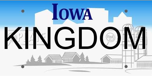 KINGDOM Iowa License Plate
