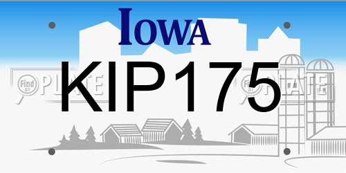 KIP175 Iowa License Plate