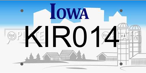 KIR014 Iowa License Plate