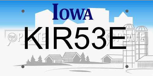 KIR53E Iowa License Plate