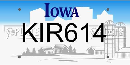 KIR614 Iowa License Plate