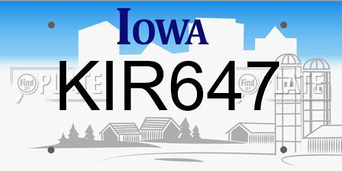 KIR647 Iowa License Plate