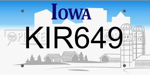 KIR649 Iowa License Plate
