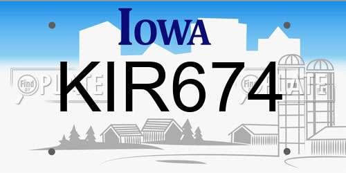KIR674 Iowa License Plate