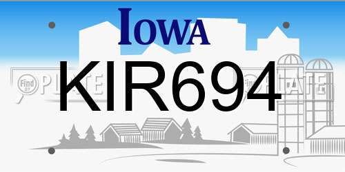 KIR694 Iowa License Plate