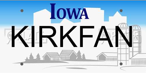 KIRKFAN Iowa License Plate