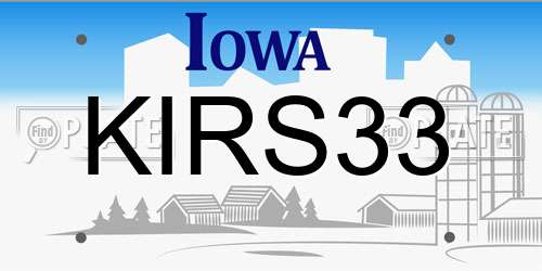 KIRS33 Iowa License Plate