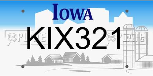 KIX321 Iowa License Plate