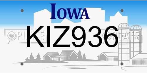 KIZ936 Iowa License Plate