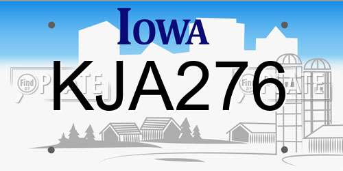 KJA276 Iowa License Plate