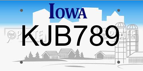 KJB789 Iowa License Plate