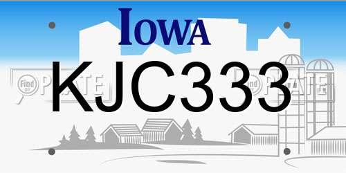 KJC333 Iowa License Plate