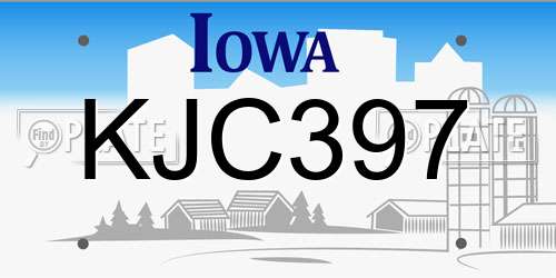 KJC397 Iowa License Plate