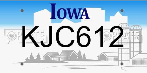 KJC612 Iowa License Plate