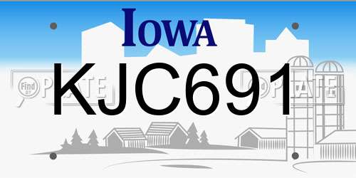 KJC691 Iowa License Plate