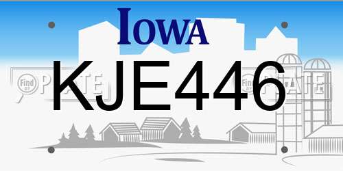 KJE446 Iowa License Plate