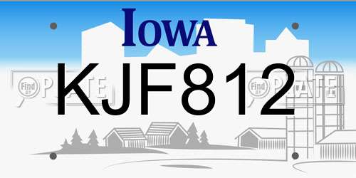 KJF812 Iowa License Plate