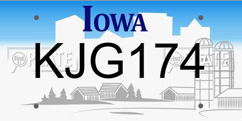 KJG174 Iowa License Plate