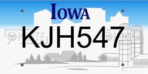 KJH547 Iowa License Plate