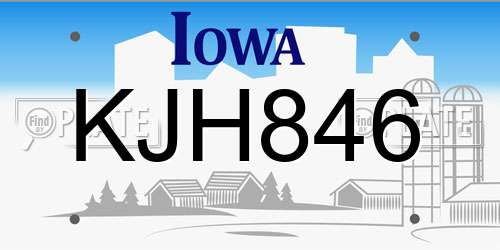 KJH846 Iowa License Plate