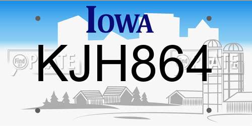 KJH864 Iowa License Plate