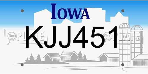 KJJ451 Iowa License Plate