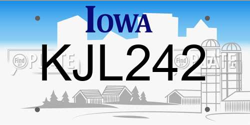 KJL242 Iowa License Plate