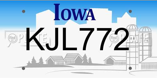 KJL772 Iowa License Plate
