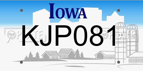 KJP081 Iowa License Plate