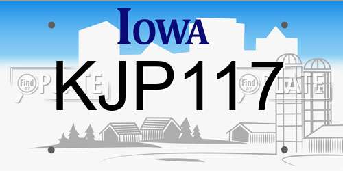 KJP117 Iowa License Plate