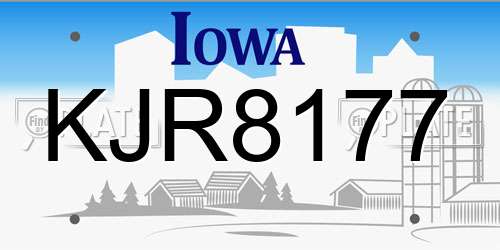 KJR8177 Iowa License Plate