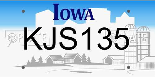KJS135 Iowa License Plate