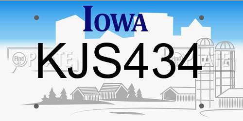 KJS434 Iowa License Plate