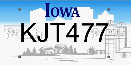 KJT477 Iowa License Plate