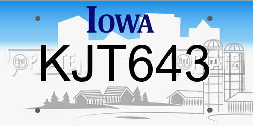 KJT643 Iowa License Plate