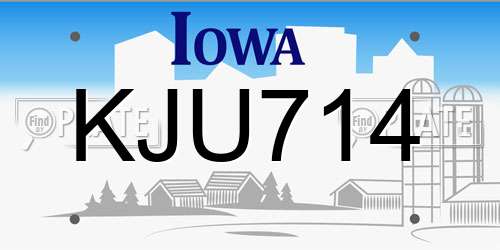 KJU714 Iowa License Plate