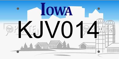 KJV014 Iowa License Plate