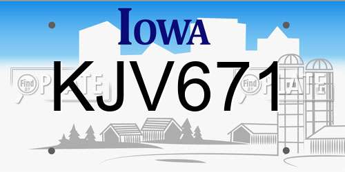 KJV671 Iowa License Plate