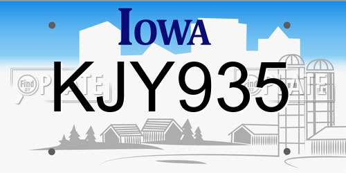 KJY935 Iowa License Plate