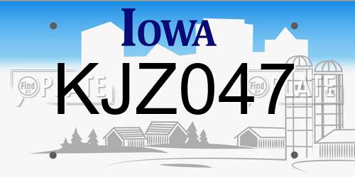 KJZ047 Iowa License Plate