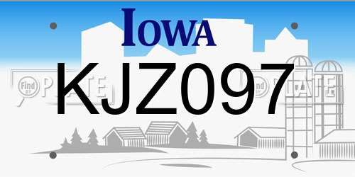 KJZ097 Iowa License Plate