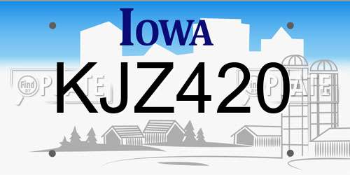 KJZ420 Iowa License Plate