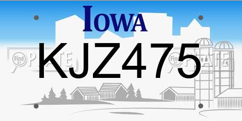 KJZ475 Iowa License Plate