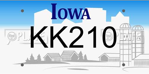KK210 Iowa License Plate