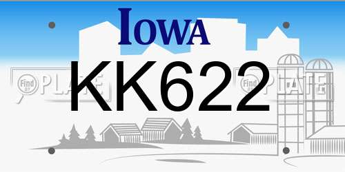 KK622 Iowa License Plate