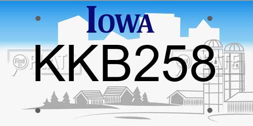 KKB258 Iowa License Plate